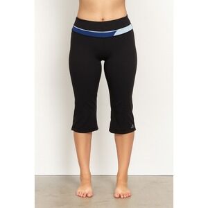 Adidas Yoga Crop Pants Womens Black Blue Activewear Training Gym Workout
